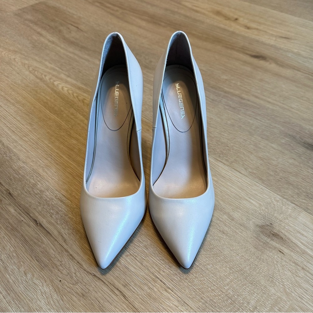 Nude Leather Pointed-Toe High Heels - Classic Women's Shoes